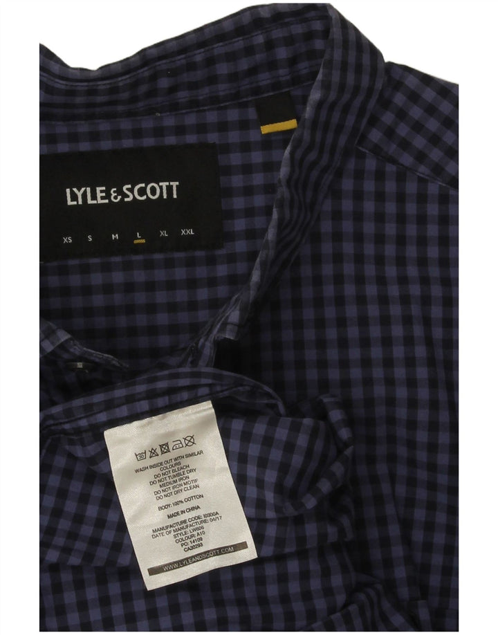 Cămașă pentru bărbați Lyle & Scott, mare din bumbac vichy, albastru bleumarin