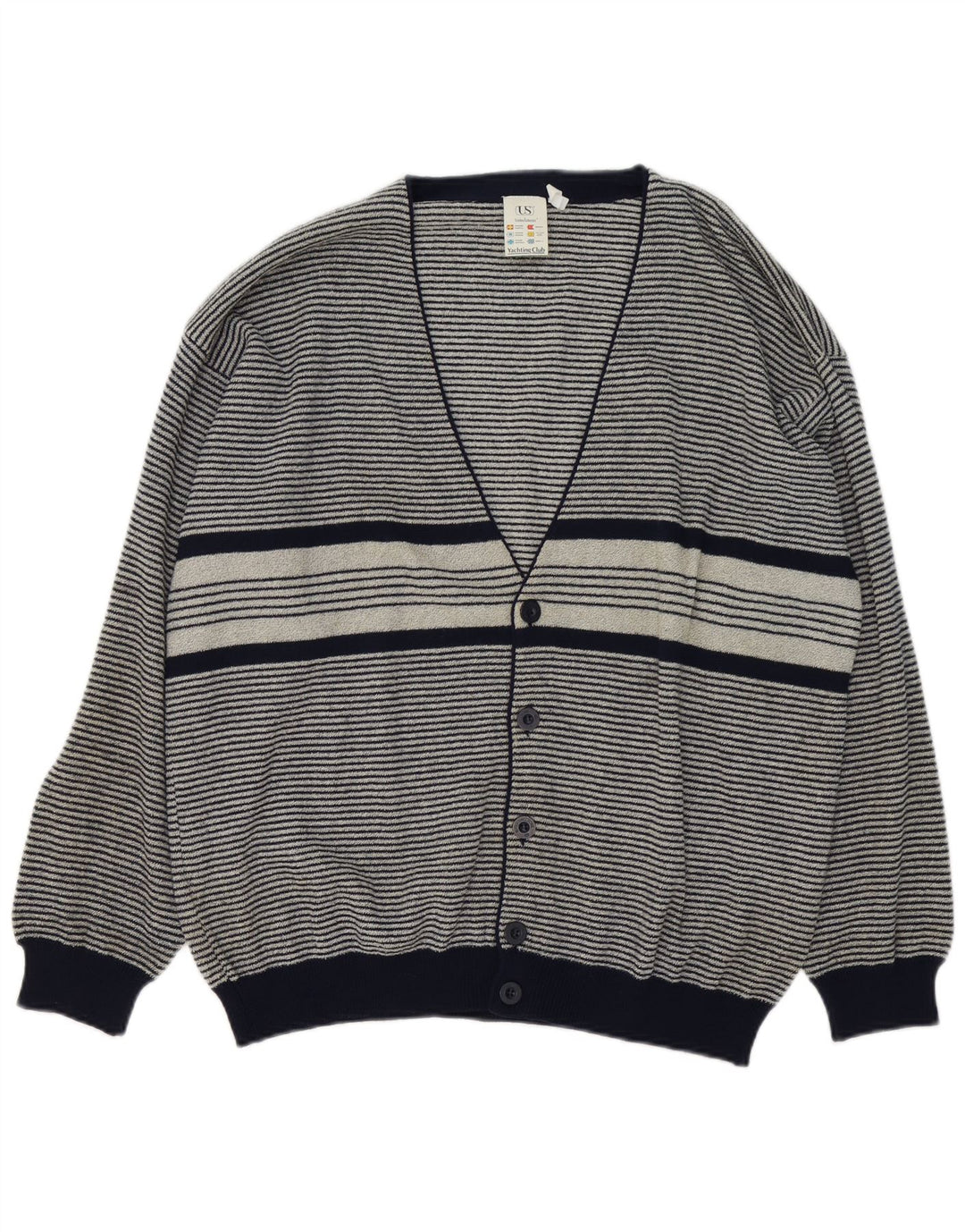 Pulover Cardigan pentru bărbați Umberto Severi Lână cu dungi gri mari