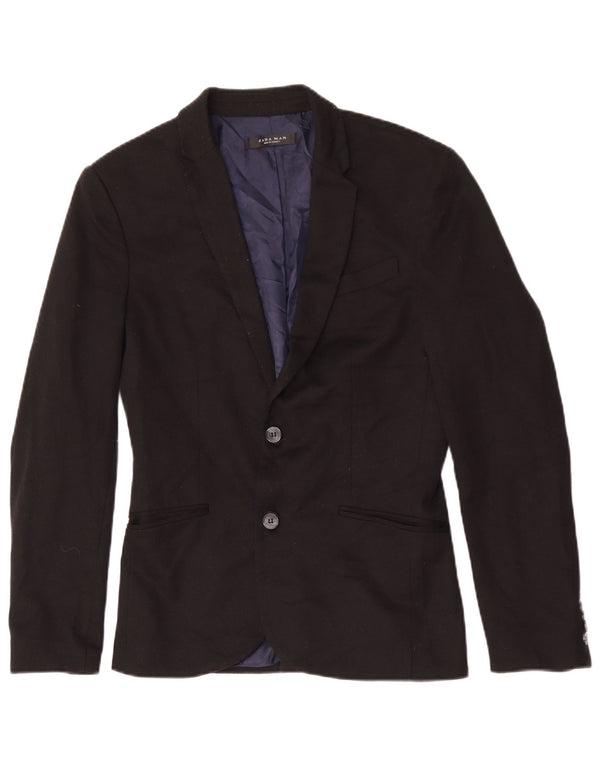Jachetă blazer pentru bărbați Zara cu 2 nasturi UK 36 Mic Negru