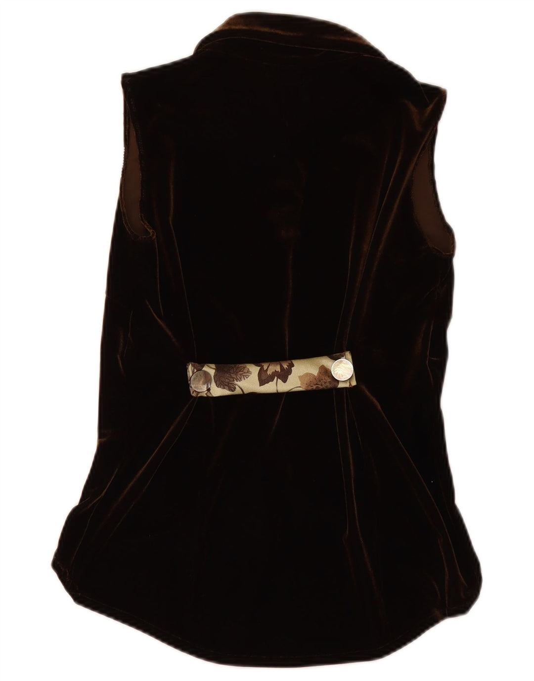 Bluză cămașă fără mâneci din velur pentru femei VINTAGE UK 12 Maro mediu Floral