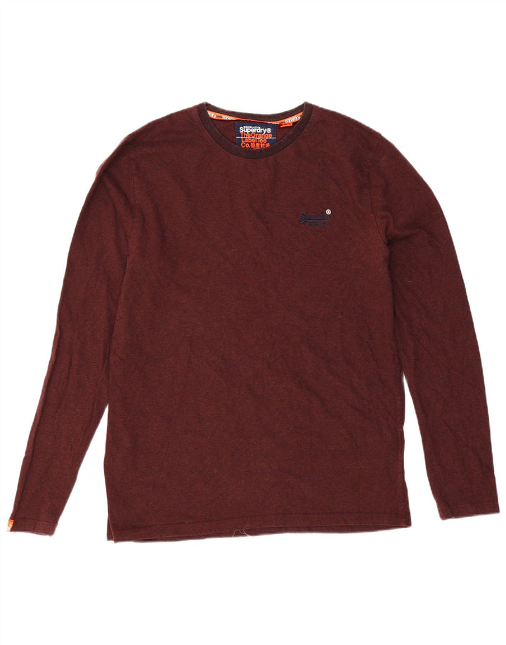 Top pentru bărbați Superdry cu mânecă lungă, mare, burgundy, bumbac