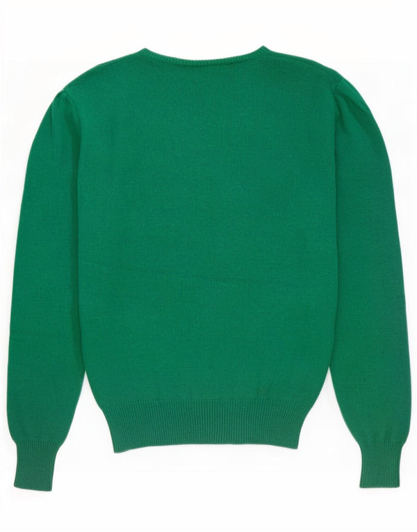 Pulover Benetton pentru femei cu gât de barcă IT 48 XL Lână virgină verde