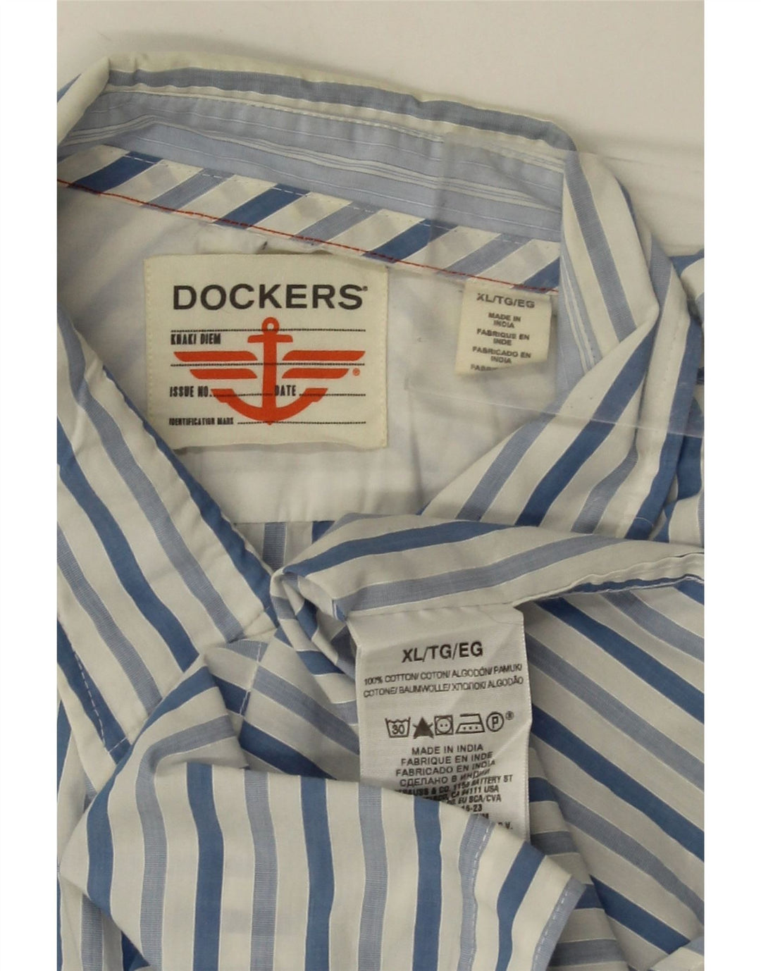 Cămașă Dockers pentru bărbați XL, albastru, bumbac cu dungi