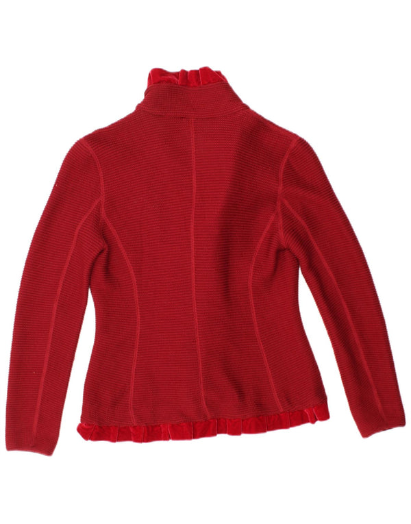 ARMANI COLLEZIONI Pulover cardigan cu volane în față pentru femei US 6 Medium Red