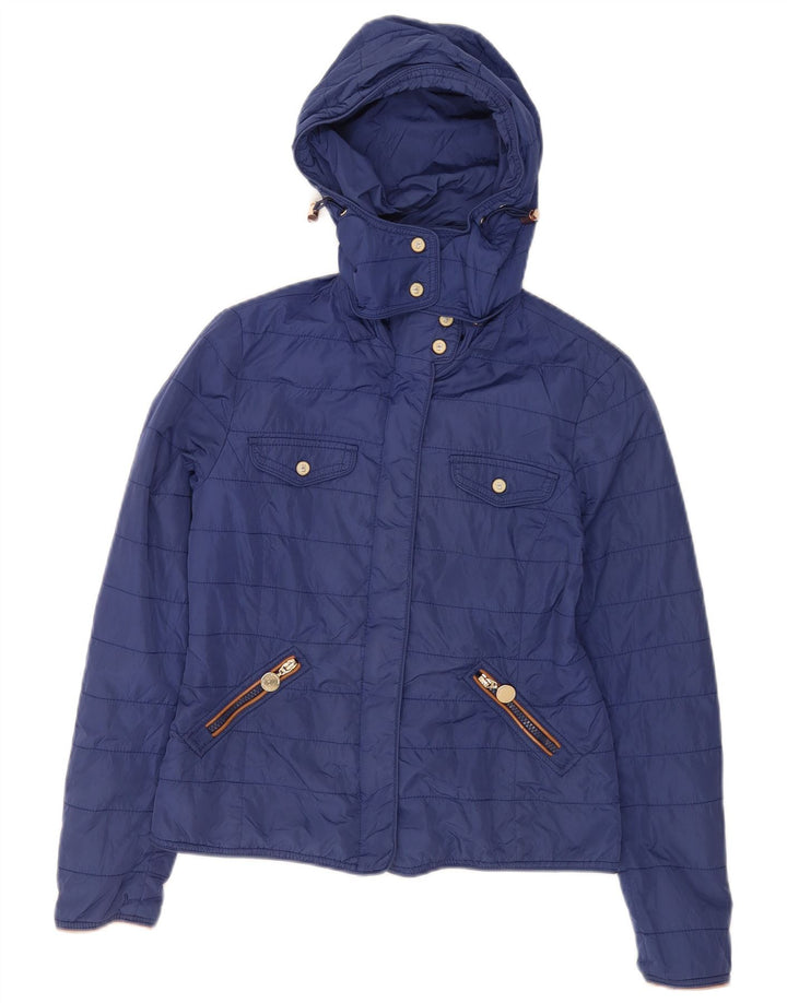 Jachetă matlasată cu glugă pentru femei Massimo Dutti EU 36 Nylon mic albastru