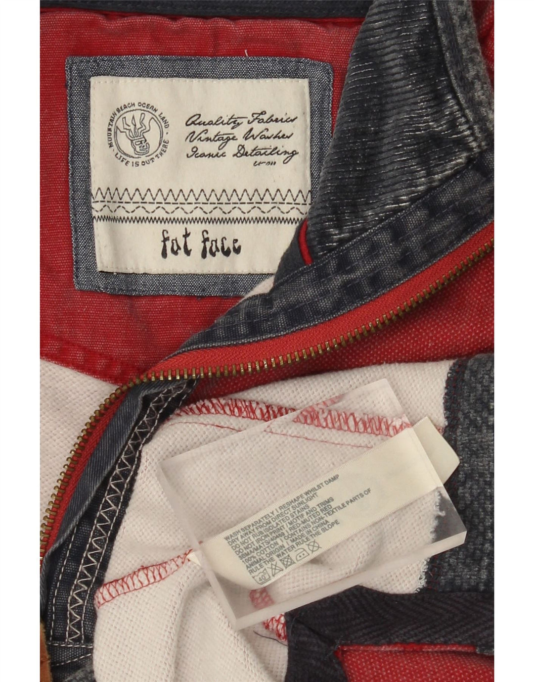 Hanorac pentru bărbați Fat Face, cu fermoar și gât, Pulover mare, roșu, bumbac