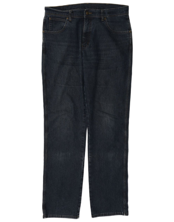 Blugi drepti pentru bărbați Wrangler, cu tăiere obișnuită, L36 L34, bumbac bleumarin