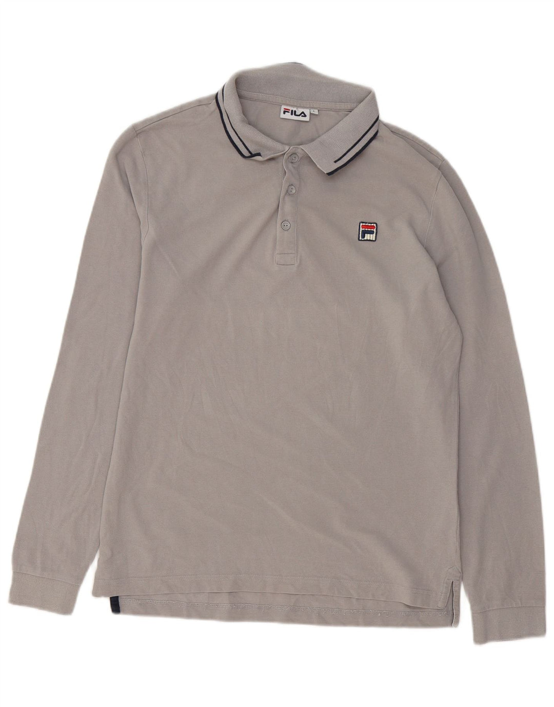 Tricou polo cu mânecă lungă Fila pentru bărbați, bumbac gri mare