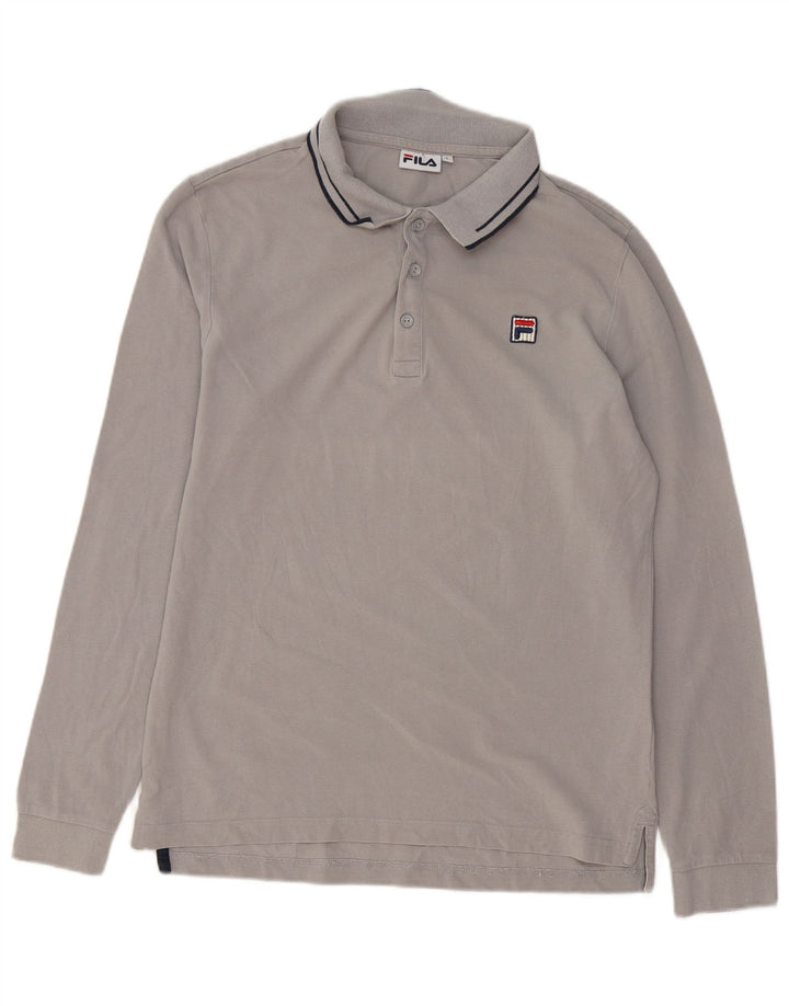 Tricou polo cu mânecă lungă Fila pentru bărbați, bumbac gri mare