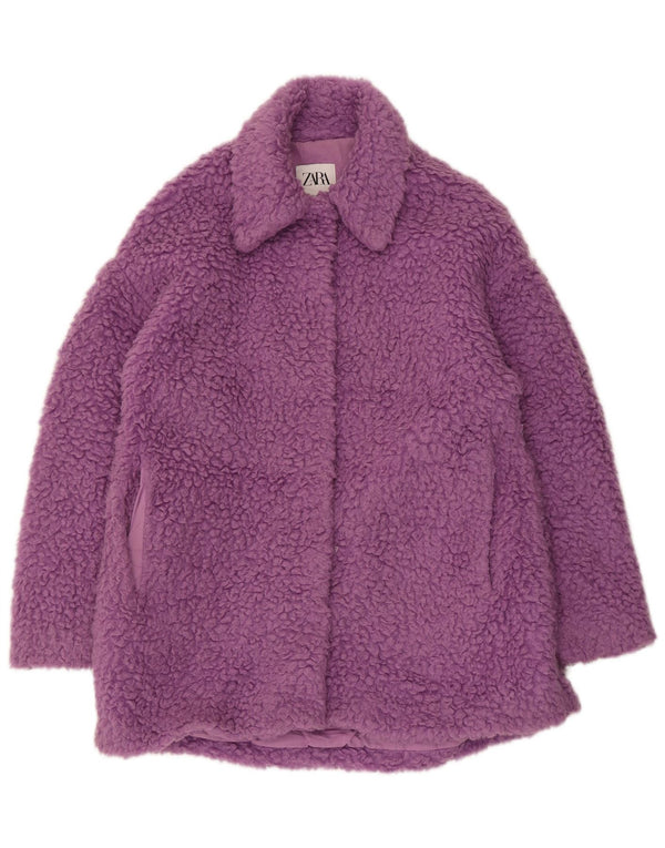 Pardesiu supradimensionat pentru femei ursuleț Zara UK 6 XS violet acrilic