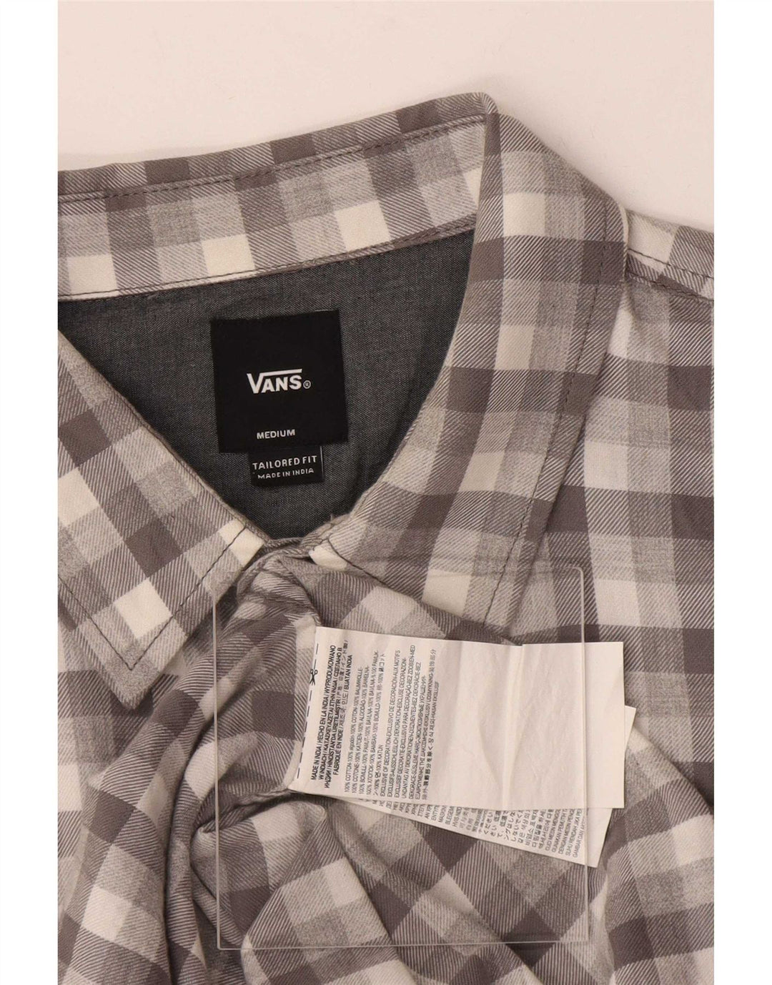 Cămașă pentru bărbați Vans Tailored Fit, bumbac cu carouri, gri mediu