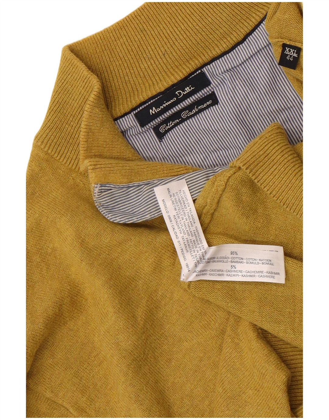 Pulover Massimo Dutti pentru bărbați, cu fermoar și gât, bumbac galben 2XL