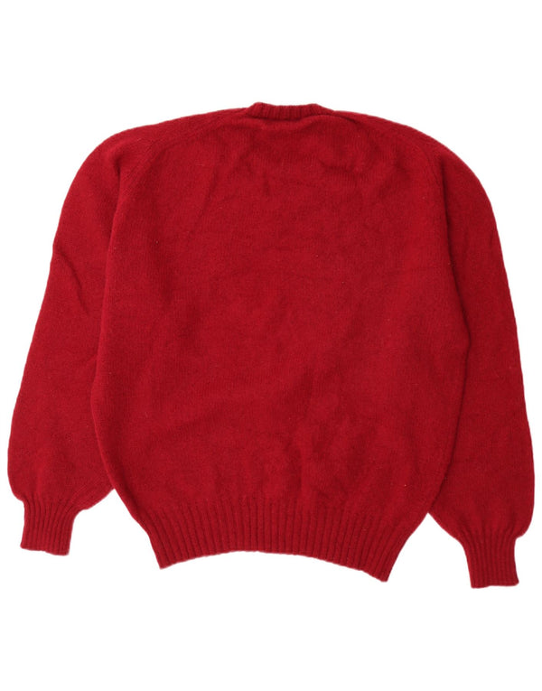 Pulover vintage pentru bărbați cu gât roșu din lână nouă UK 46 XL