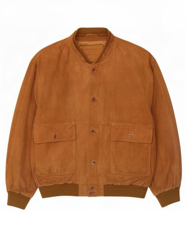 Bomber vintage pentru bărbați din piele intoarsa IT 58 4XL din piele maro