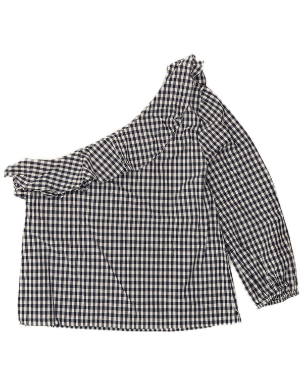Top pentru femei J. CREW cu un singur umăr US 8 Medium bleumarin din bumbac vichy