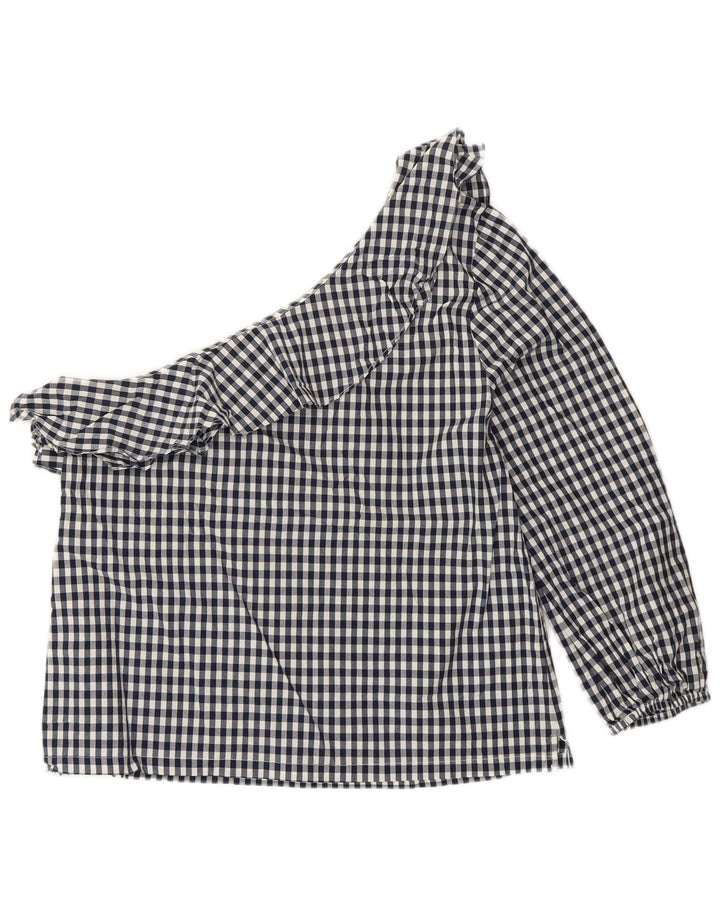 Top pentru femei J. CREW cu un singur umăr US 8 Medium bleumarin din bumbac vichy