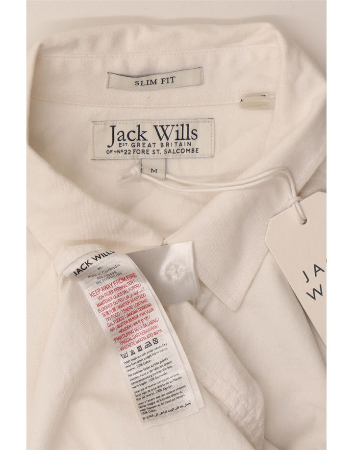 Cămașă Jack Wills pentru bărbați, cu mânecă scurtă, slim fit, bumbac alb mediu