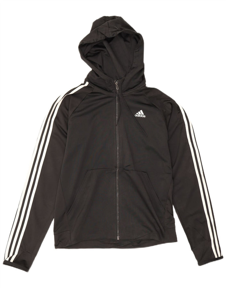 Pulover Adidas pentru bărbați, cu fermoar, poliester mediu negru