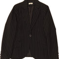 ZOE Womens 1 Button Blazer Jacket UK 12 Medium Black Pinstripe Polyester Vintage Zoe and Second-Hand Zoe from Messina Hembry 