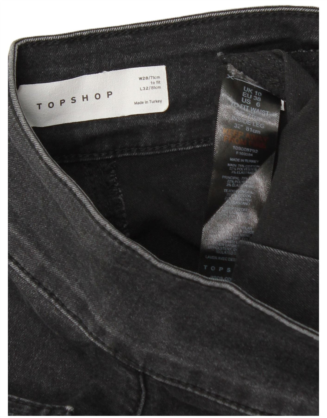 Blugi evazați pentru femei Topshop W28 L32 bumbac gri