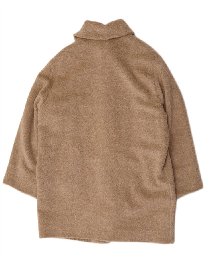 Pardesiu supradimensionat Vintage pentru femei UK 12 Medium Beige Lână