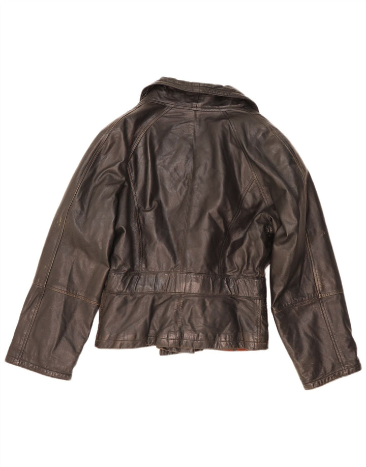 Jachetă de piele vintage pentru femei UK 14 Medium Black Leather