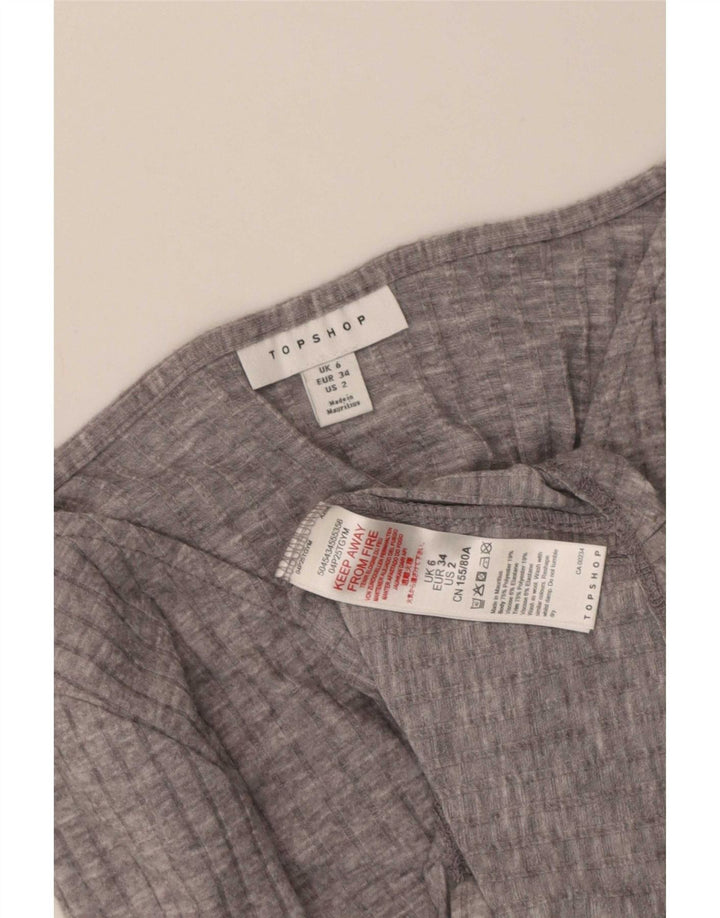 Topshop Crop Top cu mânecă lungă pentru femei UK 6 XS Poliester gri