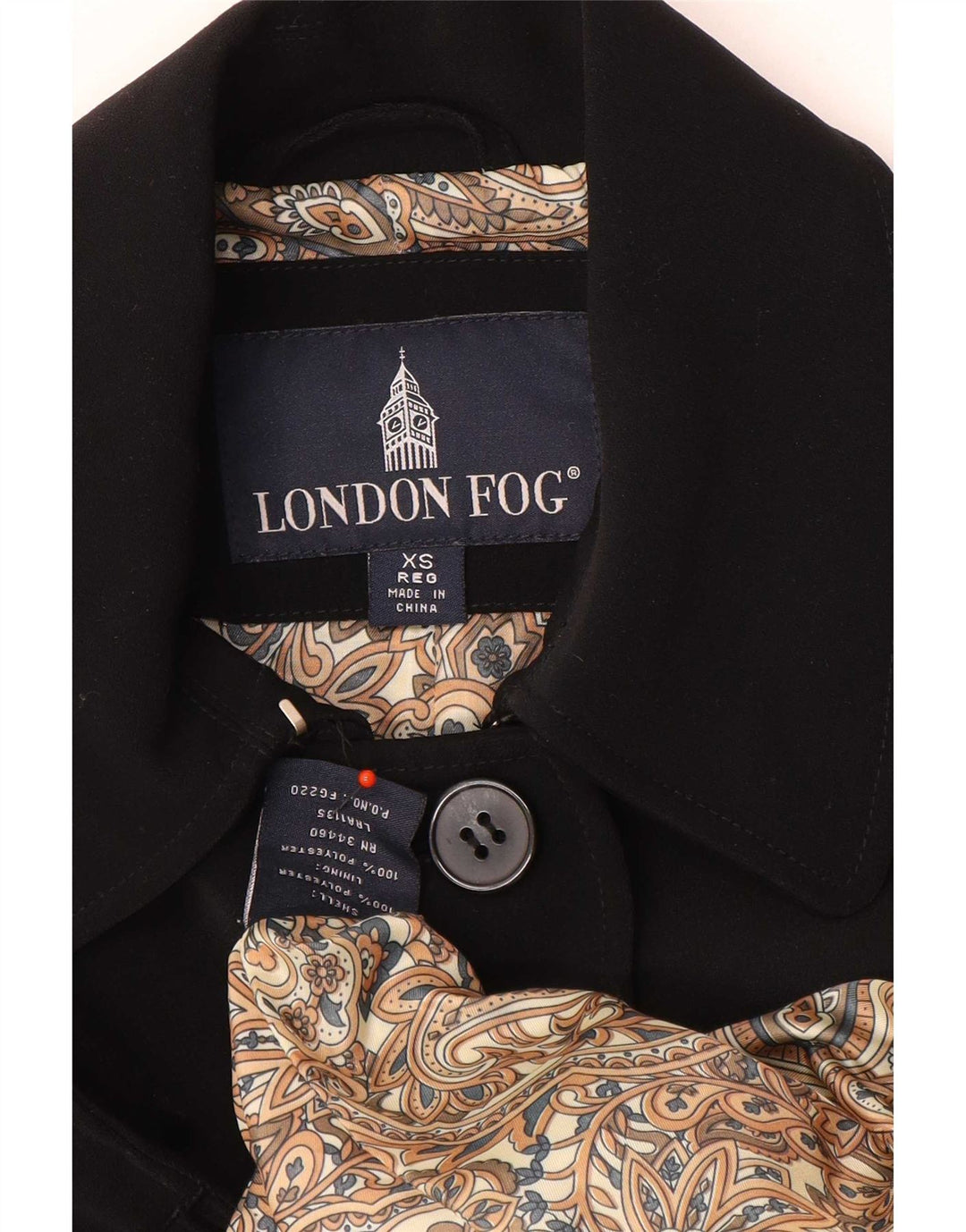 London Fog pardesiu supradimensionat pentru femei UK 6 XS poliester negru