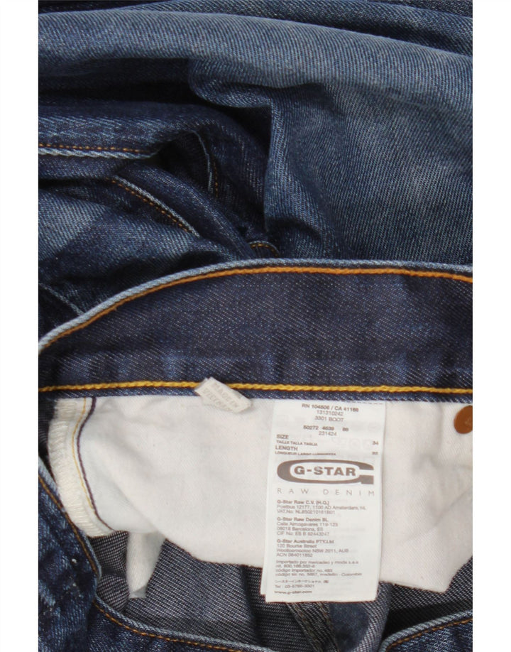 Blugi G-Star 3301 Bootcut pentru bărbați W34 L32 Bumbac albastru