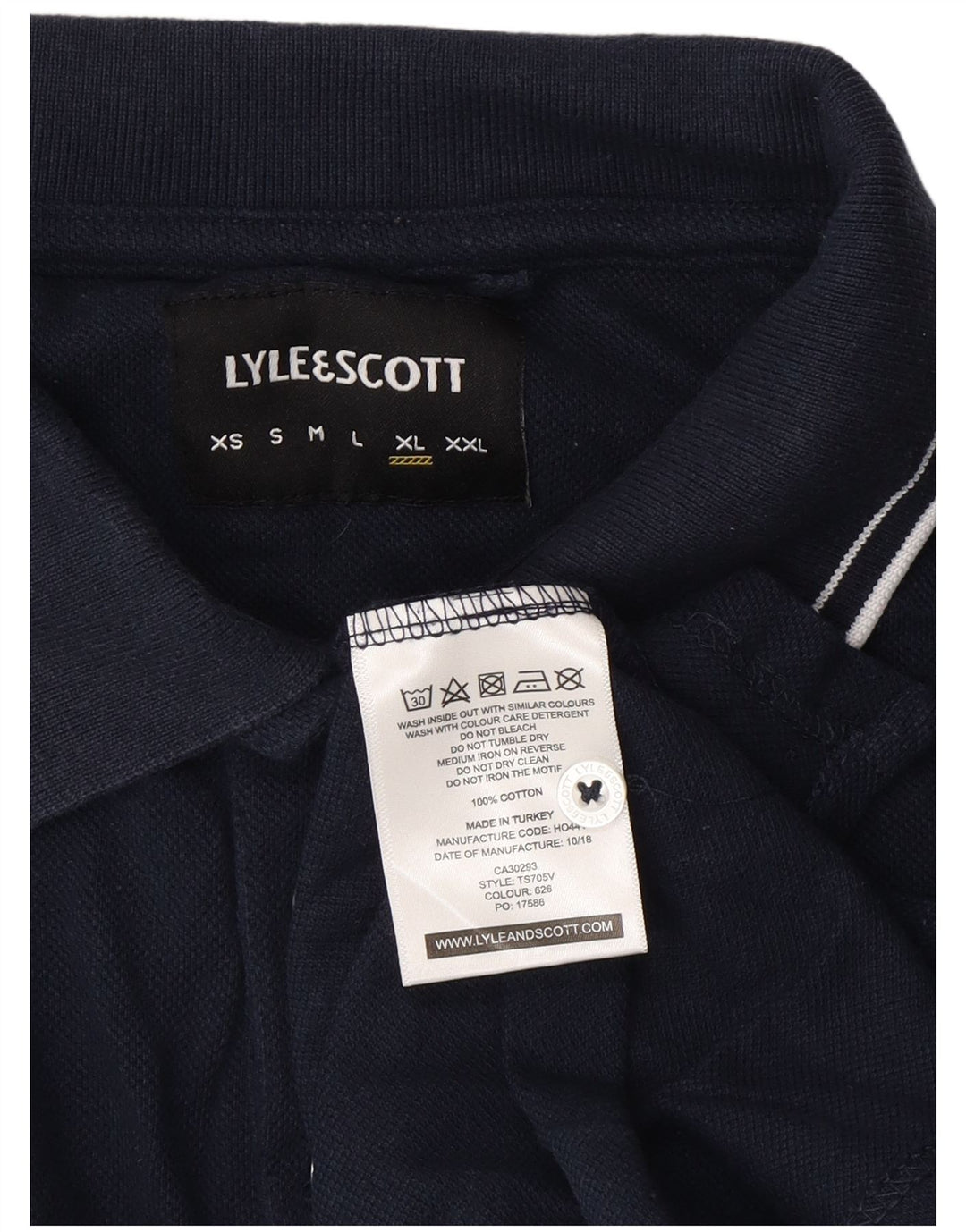 Tricou polo pentru bărbați Lyle & Scott XL, bumbac bleumarin