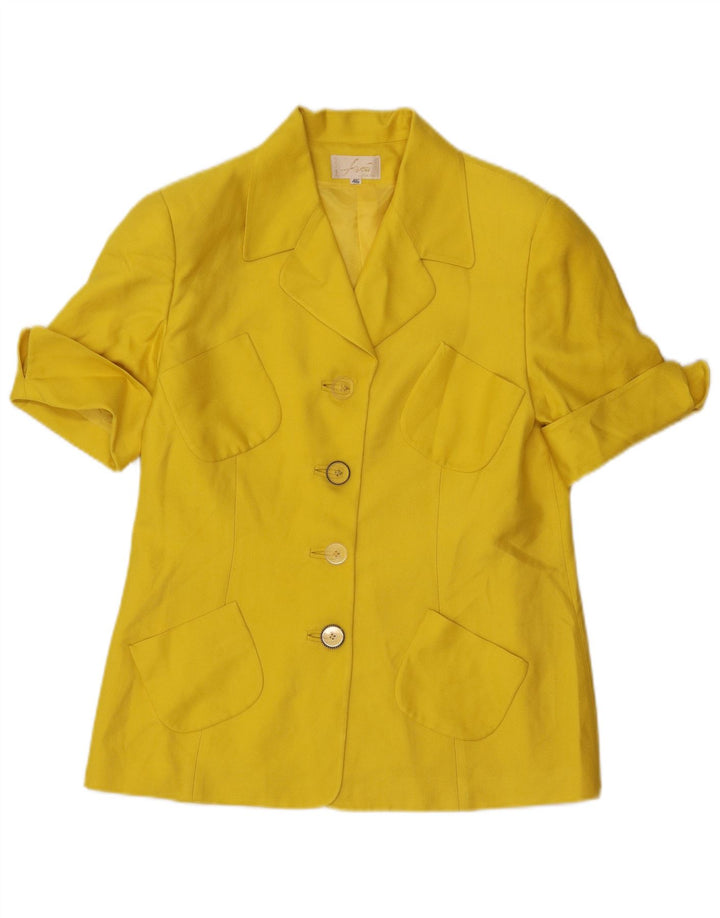 Set fuste 2 piese pentru femei vintage cu 4 nasturi IT 46 mare W32 mătase galbenă