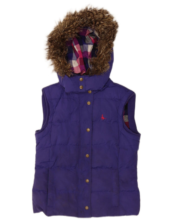 Jack Wills Gilet căptușit cu glugă pentru femei UK 8 Small Purple