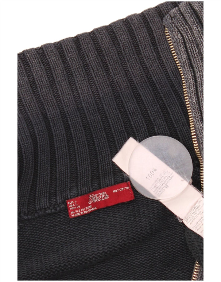 Pulover cardigan pentru bărbați Zara, mare, gri bumbac