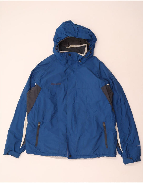 Jachetă de vânt cu glugă Columbia pentru bărbați UK 42 XL, albastru, nailon color bloc