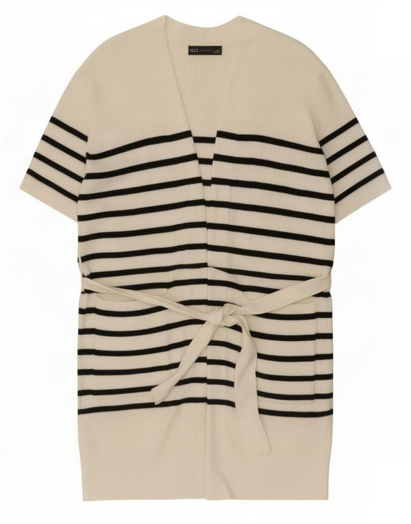 Marks & Spencer Womens Longline Cardigan Sweater UK 14 Medium Off White