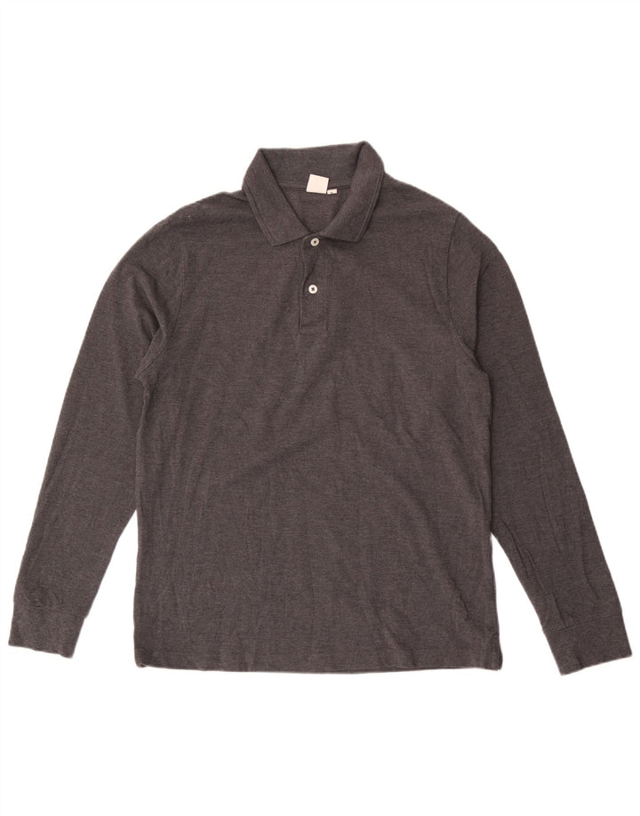 Tricou polo cu mânecă lungă pentru bărbați John Lewis, bumbac gri mediu