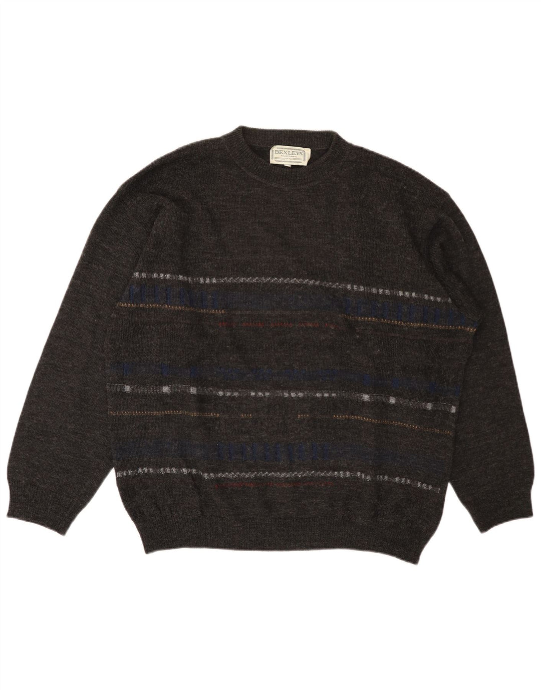 Pulover BEXLEYS pentru bărbați cu decolteu rotund XL poliacrilic cu dungi gri