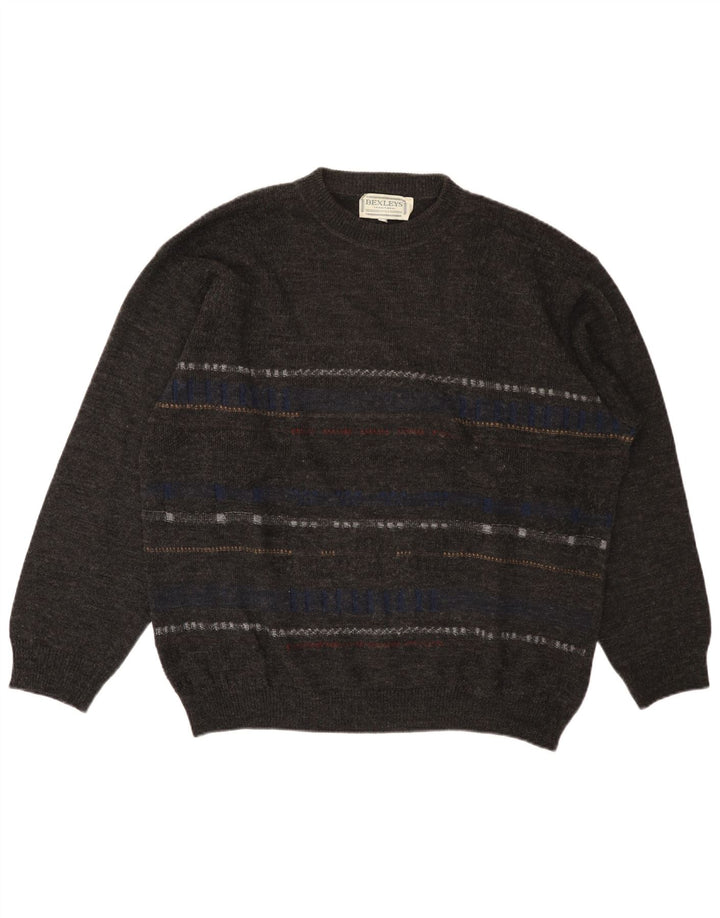 Pulover BEXLEYS pentru bărbați cu decolteu rotund XL poliacrilic cu dungi gri