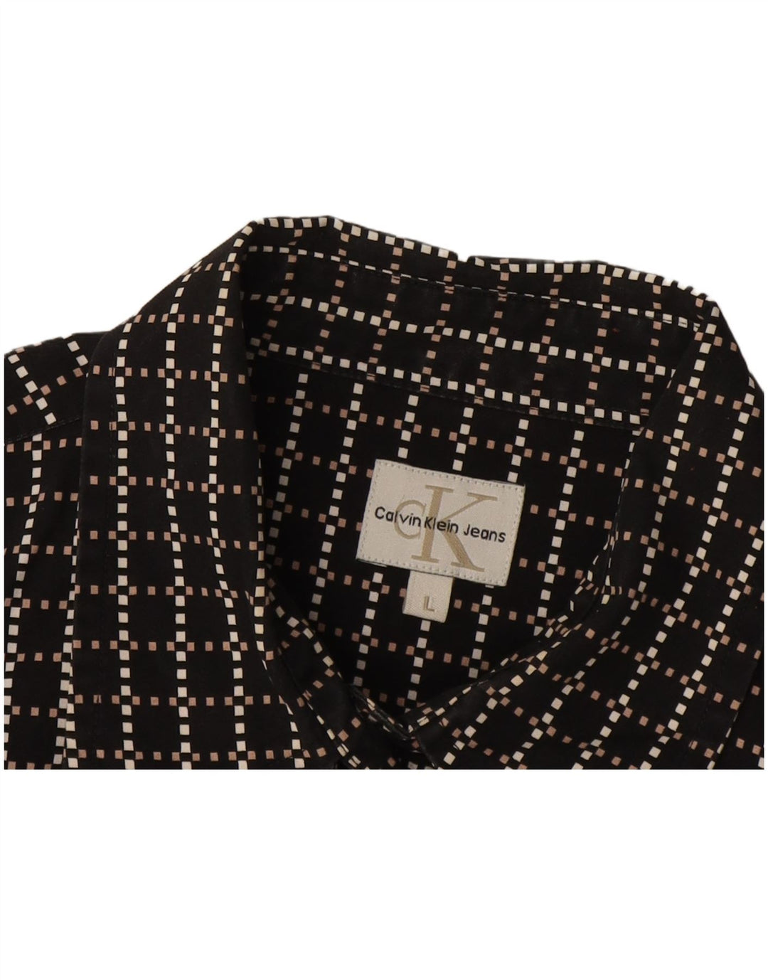 Cămașă pentru bărbați Calvin Klein Jeans, mare, neagră, geometrică