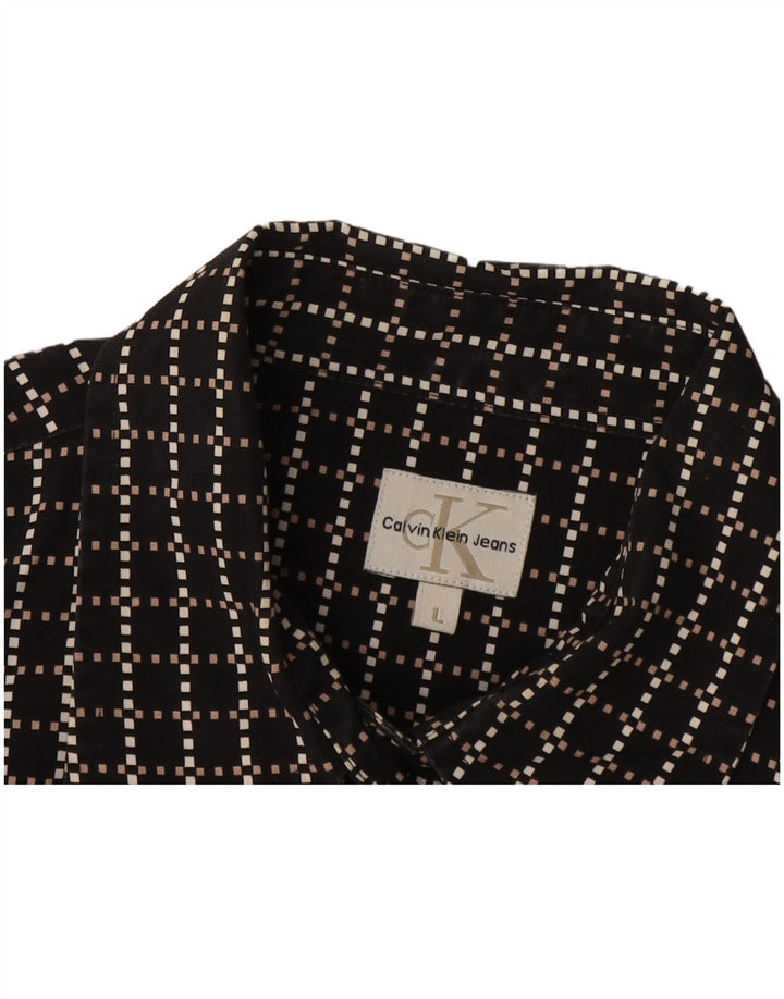 Cămașă pentru bărbați Calvin Klein Jeans, mare, neagră, geometrică
