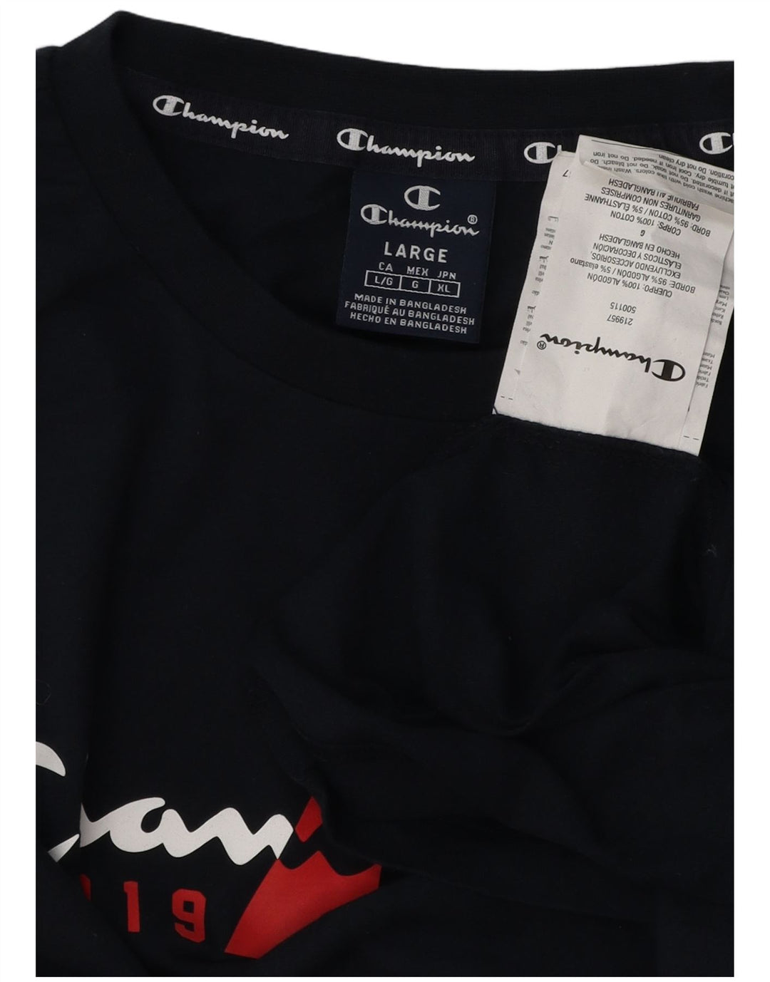 Top grafic pentru bărbați CHAMPION cu mânecă lungă, mare, albastru, bumbac