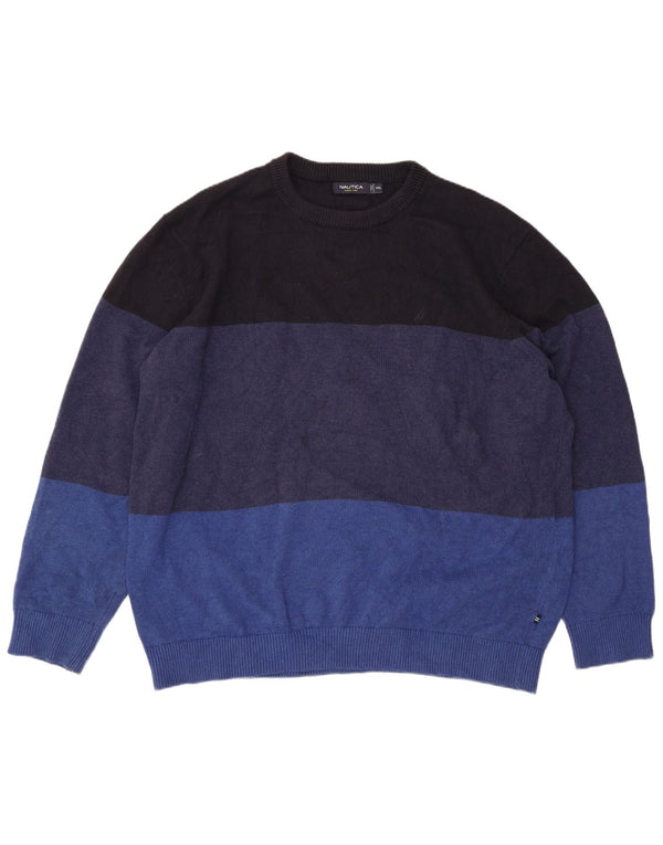 Pulover Nautica pentru bărbați, cu formă obișnuită, cu gât crew, 2XL, albastru, color block