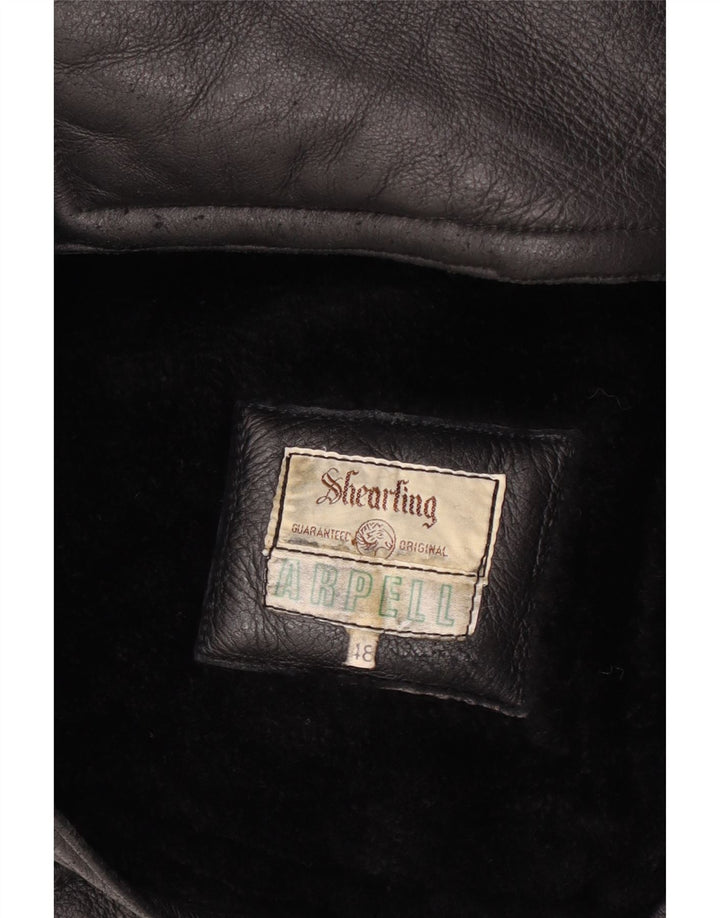 Jachetă vintage pentru bărbați din shearling IT 48 Medium Black
