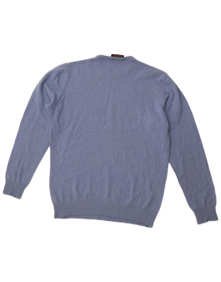 MALAGRIDA Pulover pentru bărbați cu gât crew pulover mare albastru Argyle/Diamond