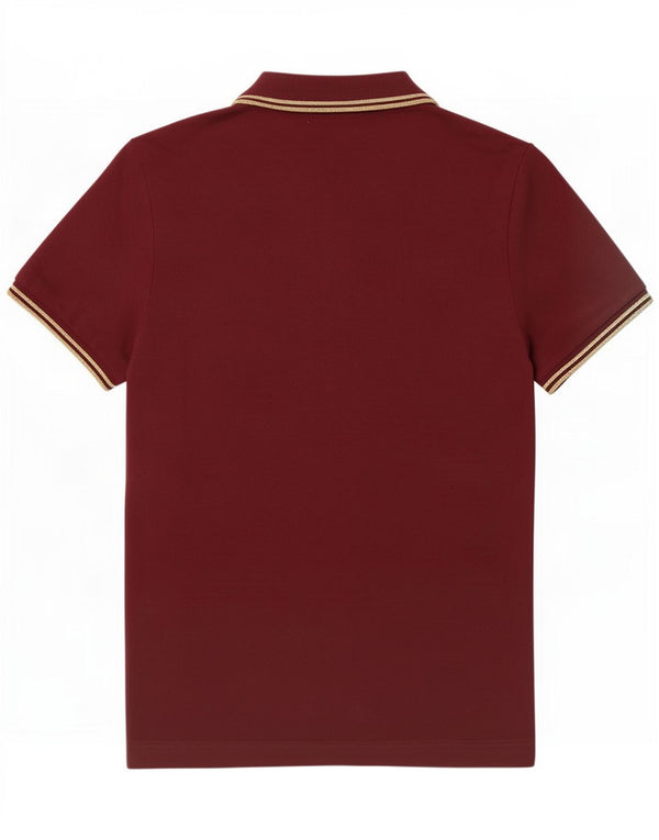 Cămașă polo Fred Perry pentru femei UK 12 Medium Burgundy, bumbac cu dungi