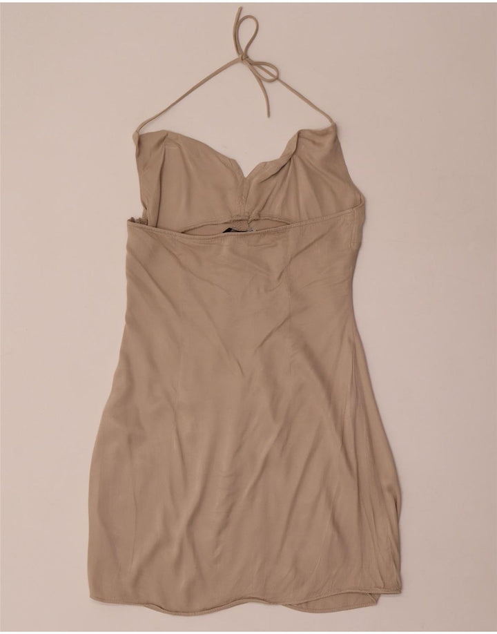 Rochie pentru femei Zara UK 12 Viscoză Medium Bej