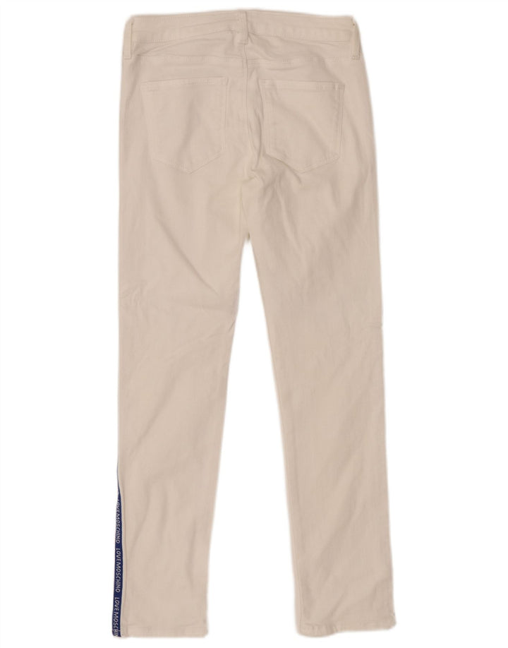 Blugi skinny cu grafic pentru femei MOSCHINO W26 L26 alb