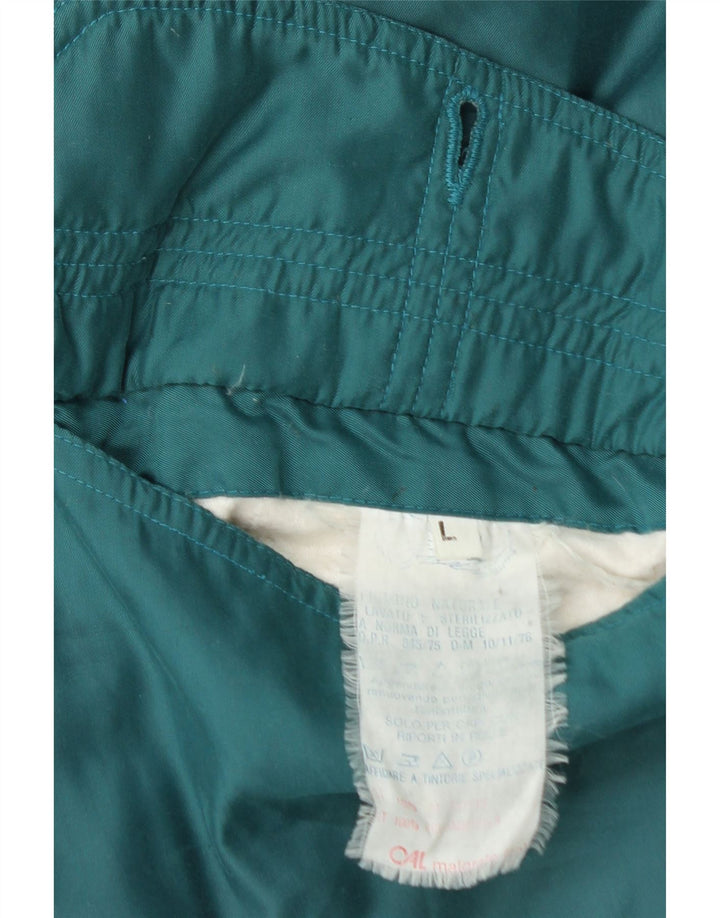 VINTAGE Jachetă reversibilă grafică supradimensionată pentru femei UK 16 mare turcoaz