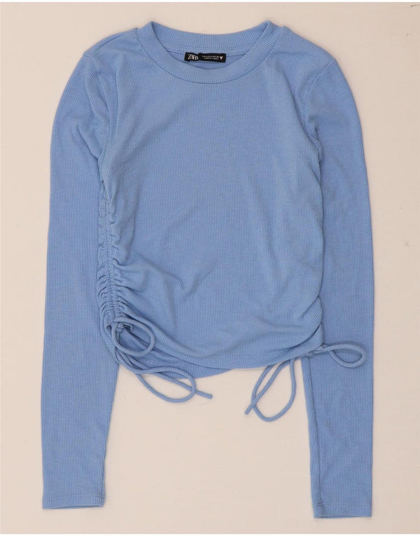 Crop Top pentru femei Zara cu mânecă lungă UK 8 Small Blue
