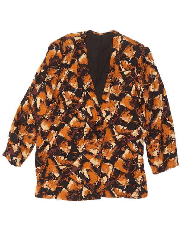 Enrico Coveri Womens Blazer Jacket UK 14 Large Brown Geometric